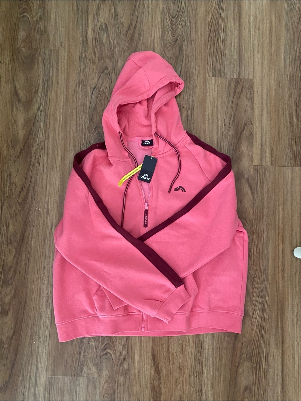 Women's Pink Hooded Zip-Up Sweatshirt by Chervit - Picture 2 of 3